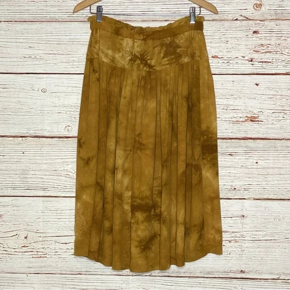 Madewell Tie Front Paperbag Midi Skirt in Egyptian Gold Tie Dye Sz S - Picture 9 of 13